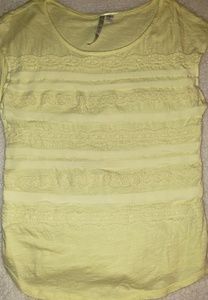 LC Lauren Conrad Yellow Top with Lace and Ruffles